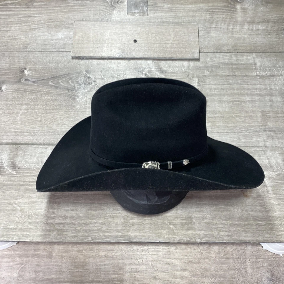 Stetson Hat Cowboy Fitted Mens 7 1/8 Black Buffalo Felt Western Wide Brim - Image 2 of 4