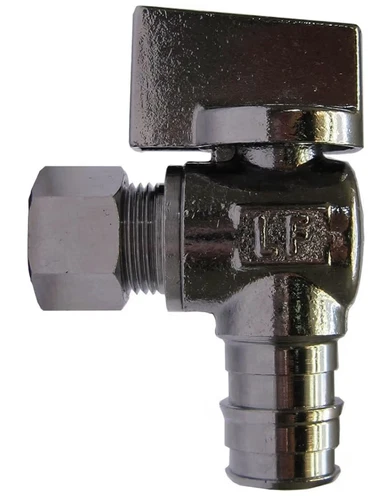 ProFlo 1/4” Turn Angle Stop  1/2" Expansion PEX x 3/8" OD Chrome Finish - Picture 1 of 2