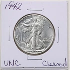 1942 50C Walking Liberty Half Dollar with UNC Detail Cleaned #7275