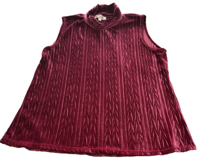 Eve & Maddie Women's Sleeveless Top Size Large Burgundy Free Shipping