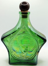 Vintage 1971 green Wheaton glass Humphrey Bogart commemorative decanter
