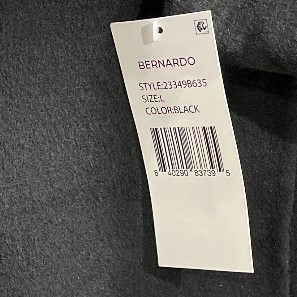 Bernardo Trench Coat Womens L Black Double Breasted Minimalist Capsule Old Money - Image 4 of 4