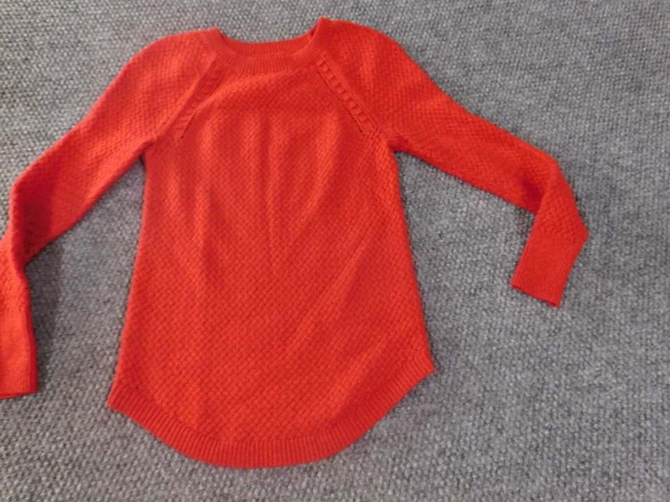 Suéter Loft XXSP Petite Rojo Jersey Cuello Redondo Mujer Elástico Algodón Lana Foto 3 de 4