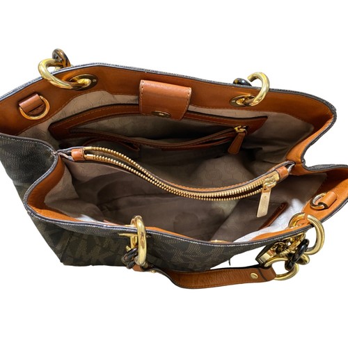 Michael Kors MD Cynthia MK Signature Logo Satchel, Shoulder Bag BROWN - Picture 6 of 12