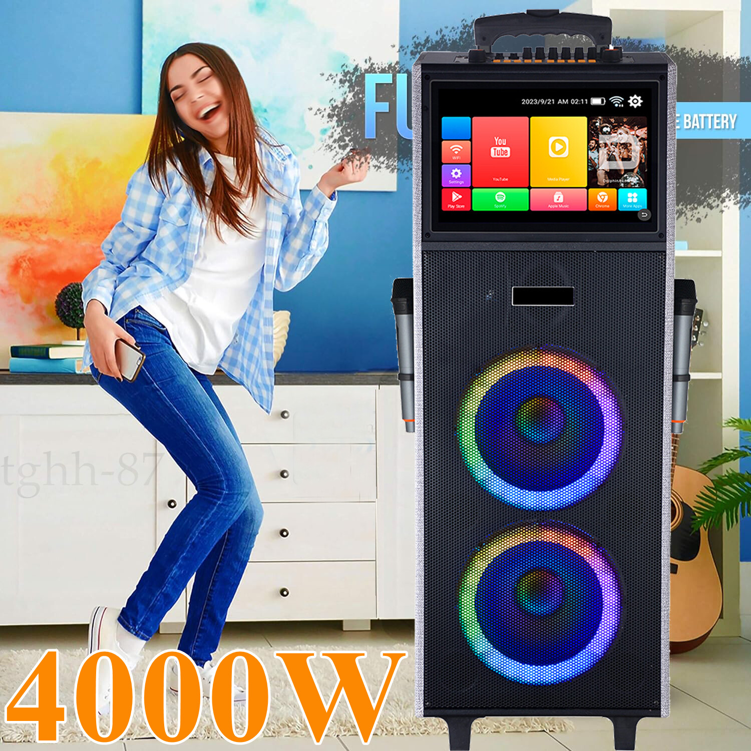 Dual 10&rdquo; Woofer Big Bluetooth Speaker Karaoke Machine W/2 