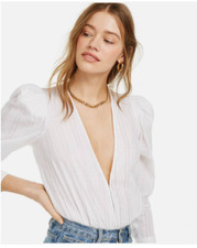 WeWoreWhat White Eyelet Puff Sleeve Cotton Bodysuit