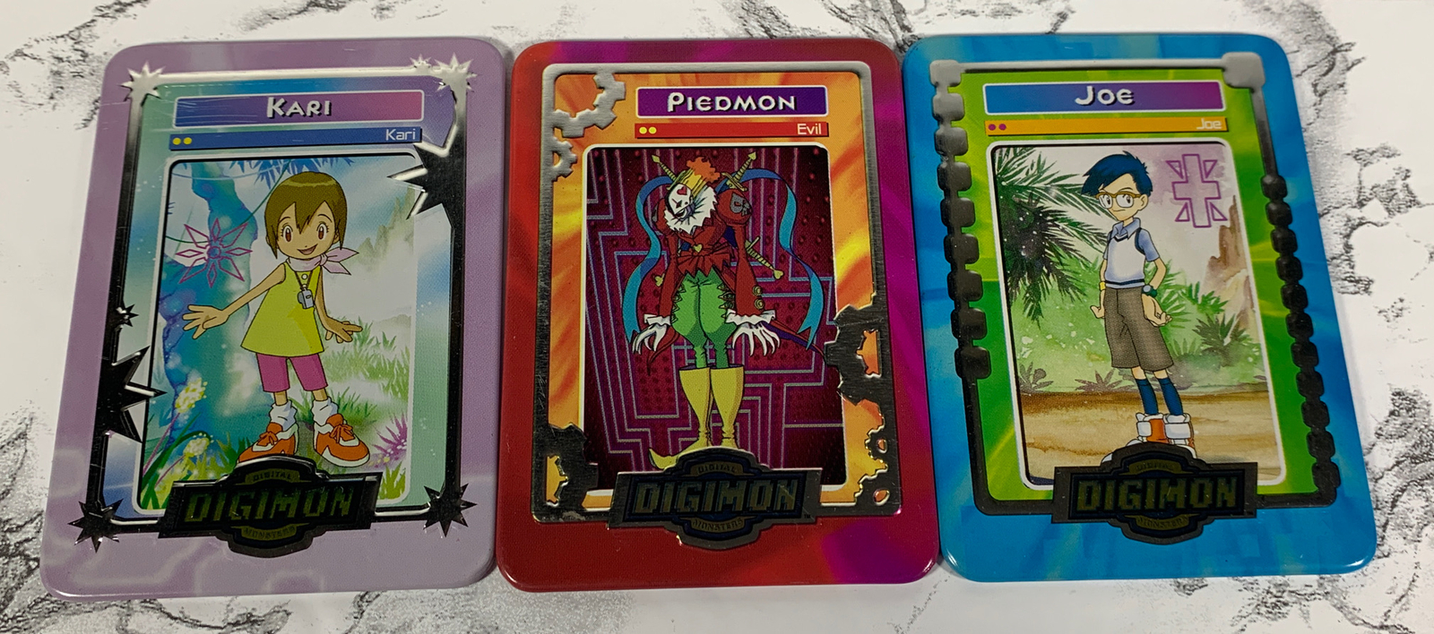 Digimon Lot of 5 Tin Metal Cards 2000 Taco Bell Gomamon Izzy Joe Piedmon  Kari | eBay