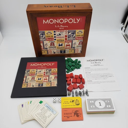 Vintage LL Bean Monopoly Wood Board Game 2013 Hasbro 1935 Edition SN 31401