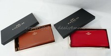 Cartera Coach 73738B en caja delgada acordeón cremallera silla de montar O roja