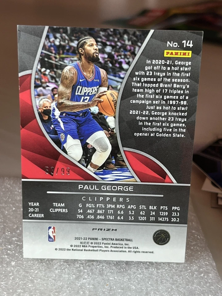 2021-22 Panini Spectra Celestial Prizm 56/99 Paul George #14 LA Clippers 🔥 - Image 2 of 2