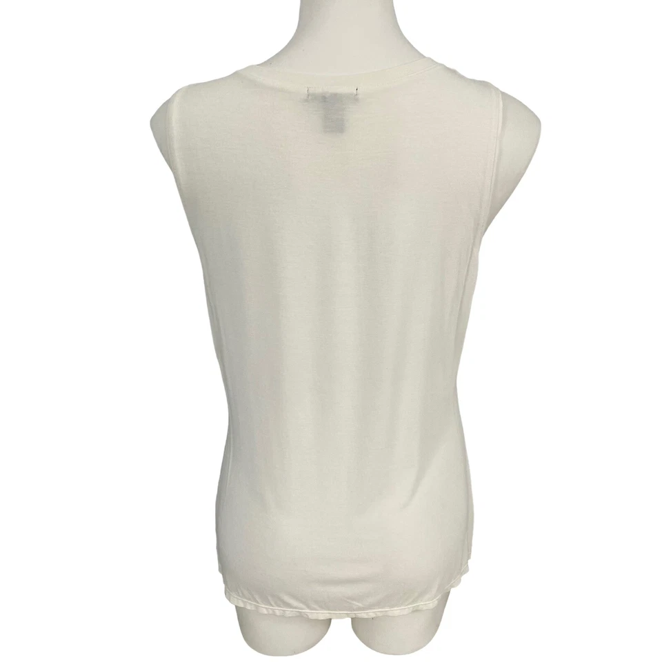 Camisa Alfani Top Mujer Pequeña Grande Blanca Tejida Lentejuelas Sin Mangas Trabajo Oficina Foto 2 de 4