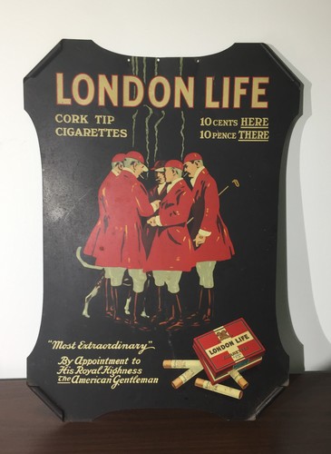 PANNEAU PUBLICITAIRE CIGARETTES LONDON LIFE / VERSION EXTRÊMEMENT RARE