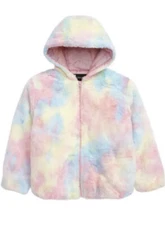 TUCKER + TATE Girl’s Sz 2, 3  Faux Fur Tie Dye Jacket In Pink Chiffon Multi