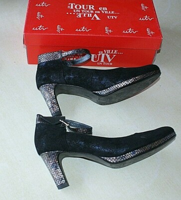 Escarpins Noirs En Cuir Marque Un Tour En Ville - Taille 39 - Talon Moyen - Neuf Sous Boîte