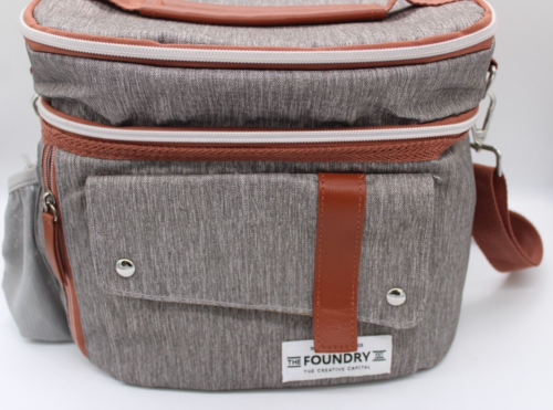 Fit and Fresh insulated tote cooler/ lunch bag, gray and brown, 2021 - Picture 1 of 12
