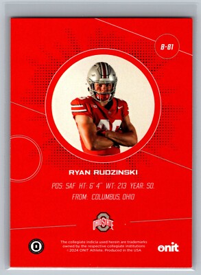 Ryan Rudzinski 2024 ONIT Ohio State Buckeyes B-81 Football Trading