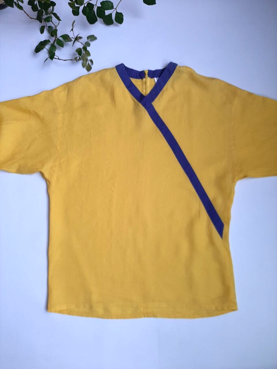Vintage 90s Gianni Versace Linen Yellow Shirt Bluse Versus | eBay