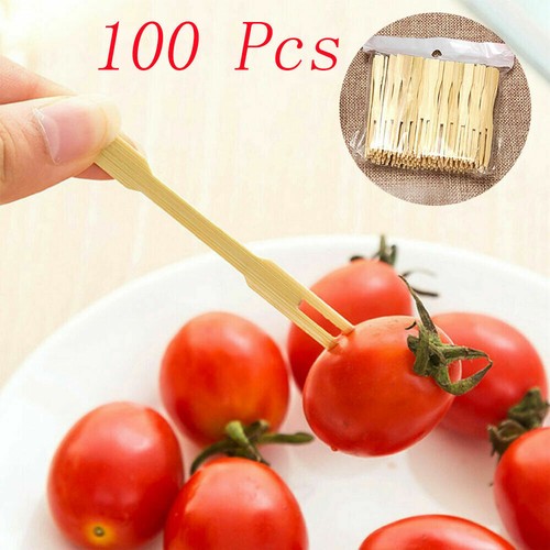 100 X Wooden Cocktail Forks Camping Party BBQ Appetizer Picnic Wedding - Picture 5 of 7