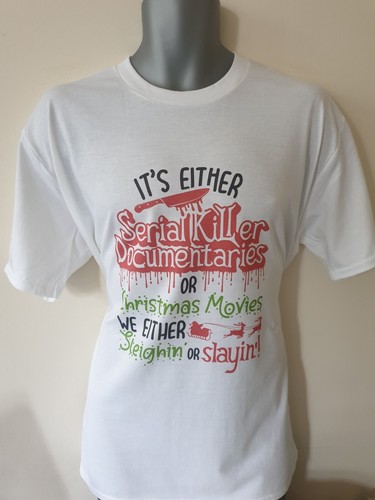 SLEIGHIN OR SLAYIN T SHIRT CHRISTMAS FUNNY GIFT XMAS HALLOWEEN ADULTS KIDS - Picture 4 of 14