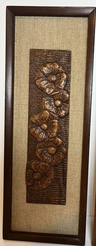 3 Holz geschnitzte Wandtafeln Dekor von Jack Ronsco 1976 passendes florales Design - Bild 3 von 10
