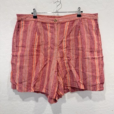 J. Jill Love Linen Striped Shorts Womens 2X Colorful Quiet Luxury Classic Summer