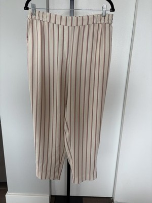 Anthropologie Cream Striped Essential Pants M