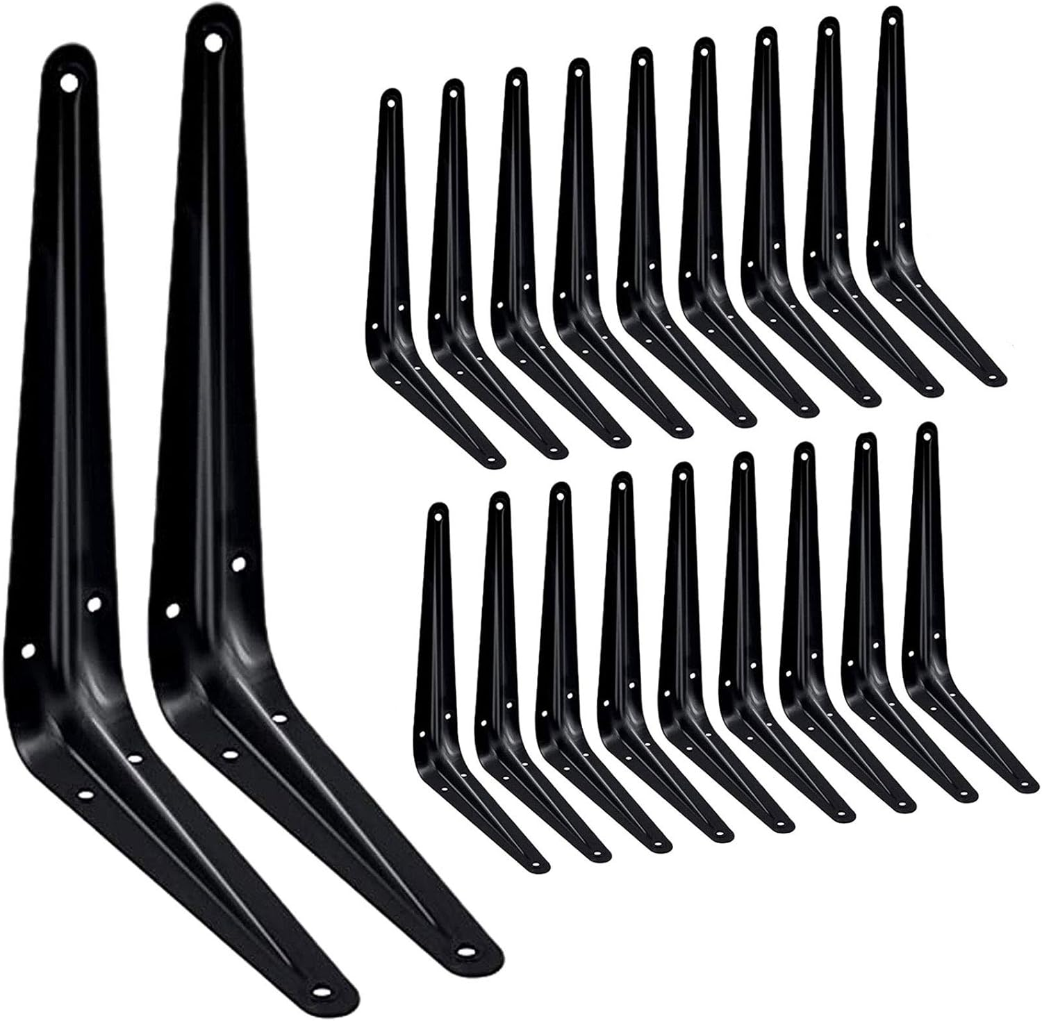 20 Pack 8-Inch Heavy Duty Black Metal Floating Shelf Brackets