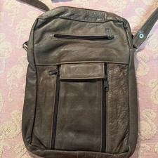 Brown Genuine Leather Crossbody Bag With Multiple Pockets And Adjustable Strap