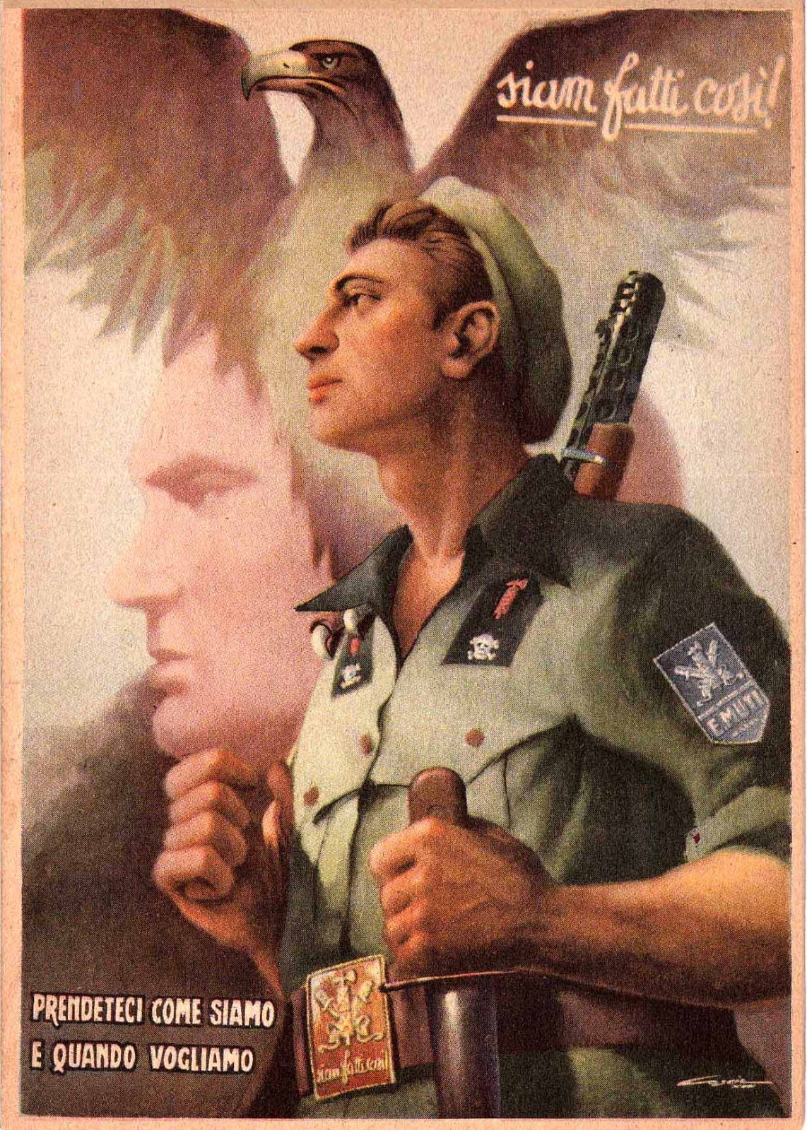 Cartolina 1944. R.S.I. n.352. Siam Fatti Così! Franchigia. Coscia. Rarissima.