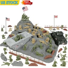 1:32 WW2 Iwo Jima Battle 72pc Plastic Army Men Soldier Island Tank Toy Playset