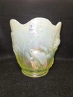 Vintage Fenton Atlantis Koi Fish Iridescent Vaseline Glass Vase
