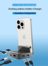 7-in-1 USB C Holder Docking Station 1000Mbps HDMI Stand For iPhone 15 Series