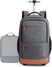 BAGSMART Rolling Travel Backpack,17 Inch Large Roller College Backpack Luggage C