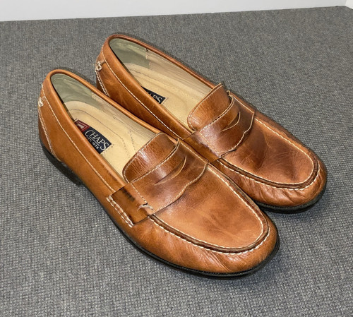 Men's Chaps Shoes Brown Leather Penny Loafers, Size 10 M