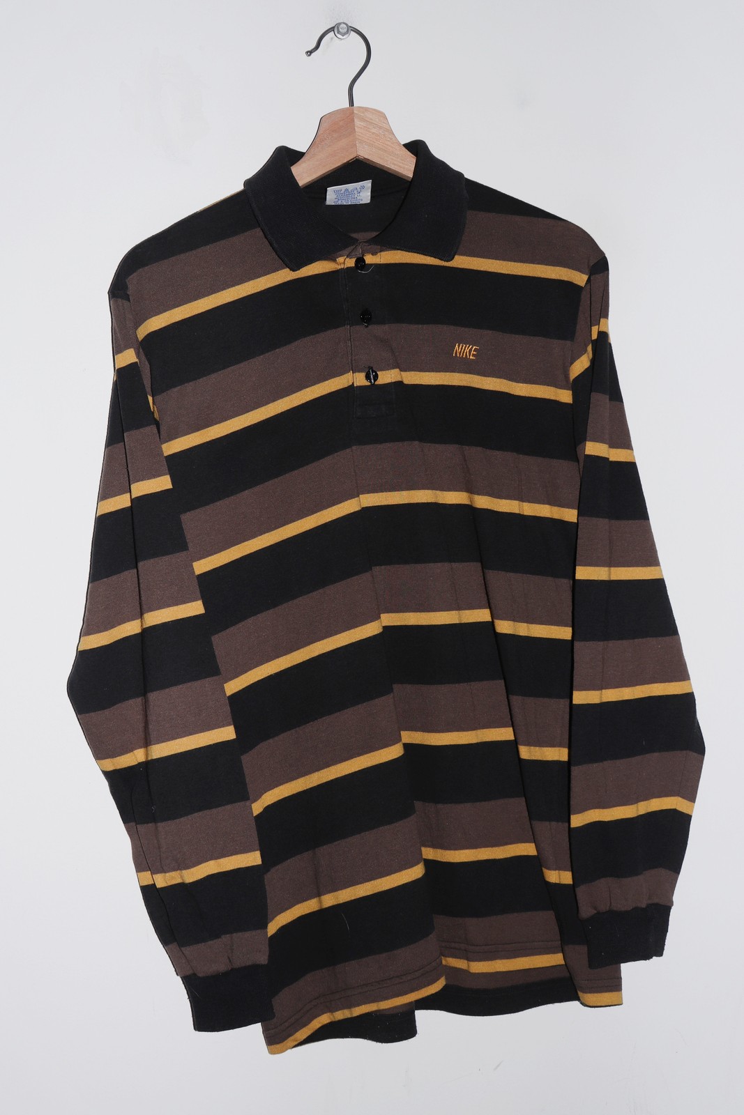 Vintage 90s Spanish Nike Spellout Lightweight Cotton Long Sleeve Polo (M-L)
