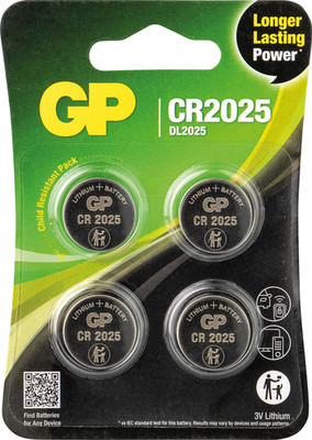 4x GP Batterie CR2025 Lithium-Knopfzellen im Blisterpack (4 Stück)