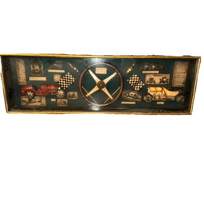 Vintage The History of Motor Racing Shadow Box Bugatti Mercedes