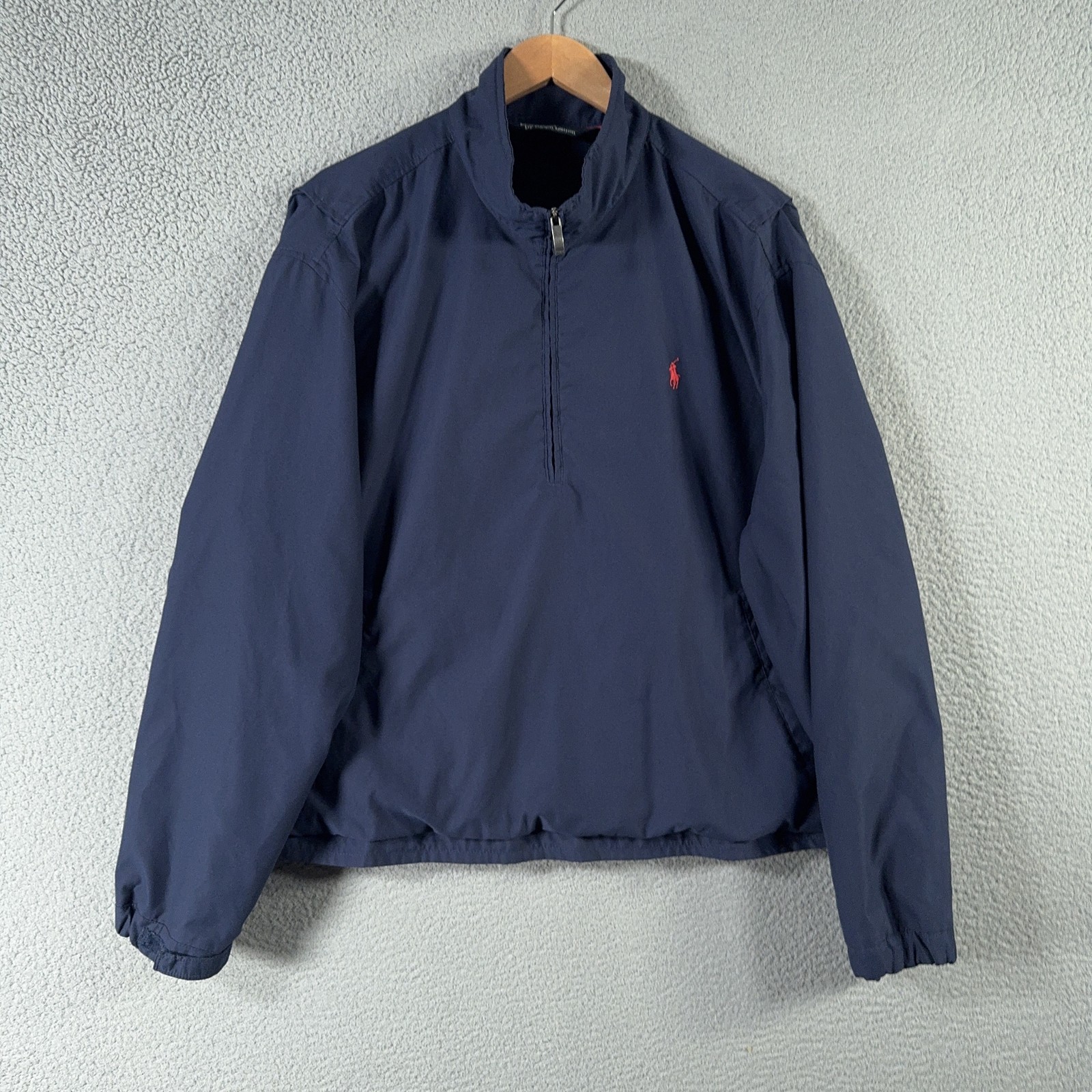 Polo Ralph Lauren Giacca Uomo XL Mezza Zip Pullover Giacca a Vento Pony Logo LEGGI