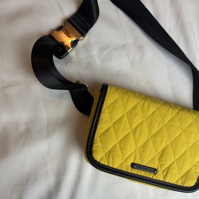 LIKE DREAMS Utility quilted nylon women's belt bag waist fanny pack Yellow/Black
