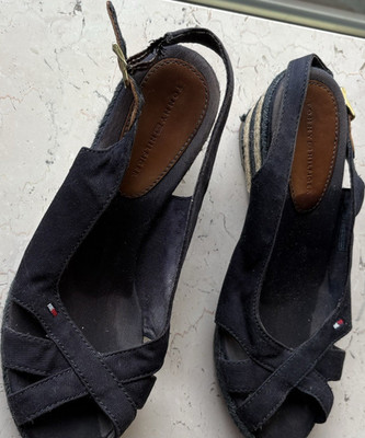 Tommy Hilfiger Damen Riemchen-Sandalen Elsa 1A Blau Keilabsatz Größe 37