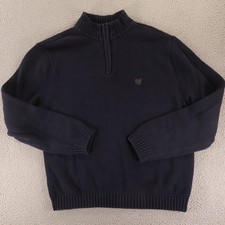 Chaps Sweater Mens XL Blue 100 Cotton 1/4 Zip Logo
