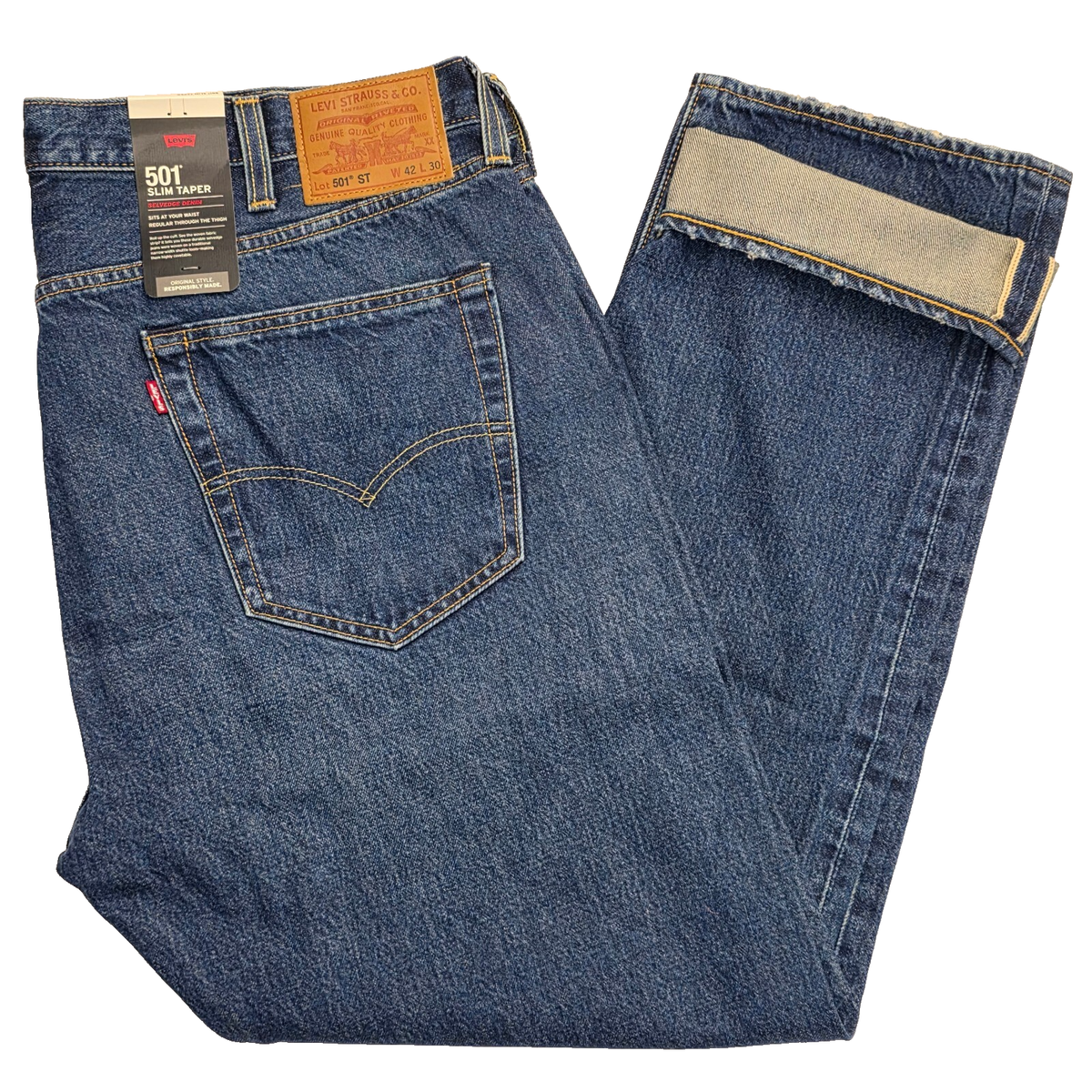 Levi's Men Premium 501 Slim Taper Selvedge Denim Jeans Size 42x30