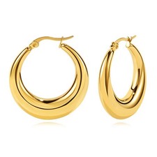 Big Chunky Gold Hoop Earrings for Women 40mm Large Stainless Steel Hoop Earrings