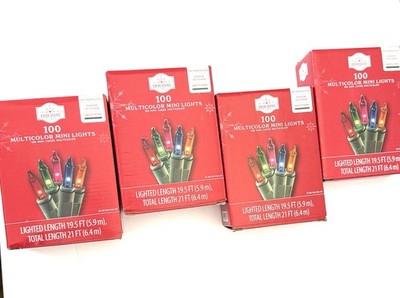 Holiday Time 100 Ct Each (4 BOXES) Multi Incandescent Mini String Lights 21ft Ea