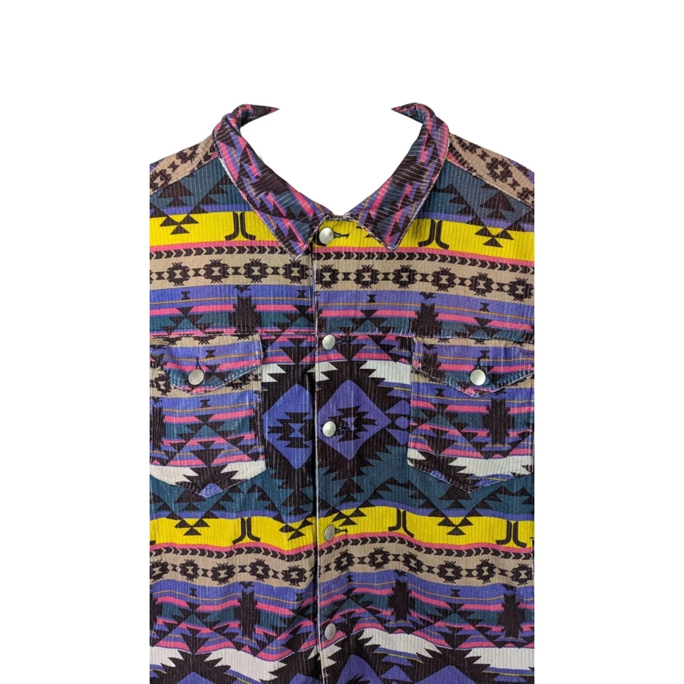 WeSC Aztec Trucker Jacket Corduroy Blanket Coat Unisex Mens XL Womens 2XL Purple - Image 2 of 4
