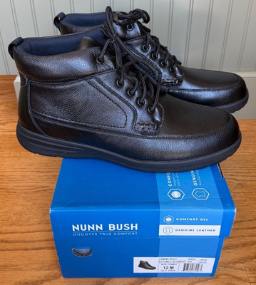New in Box Mens Nunn Bush Black Leather Cam Moc Toe Boot #84835 Size 12