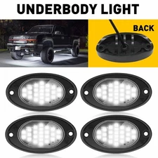 4X White LED Rock Lights Underbody Trail Rig Glow Lamp Offroad SUV Pickup Truck