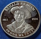A Ronald Reagan Peace Through Strength 1 oz Silver Round .999 Fine BU