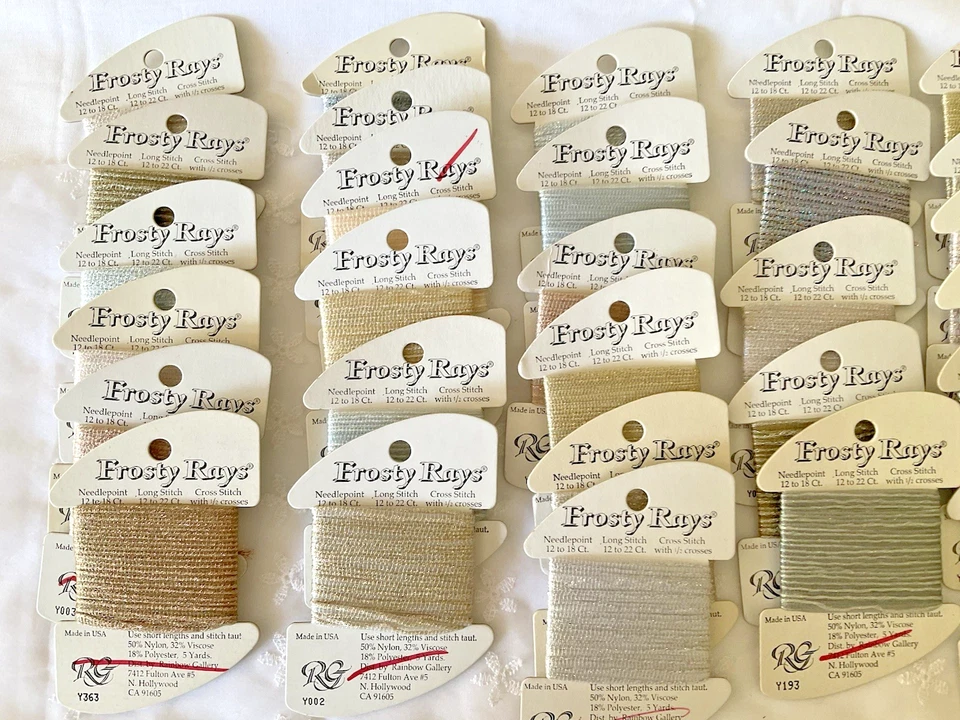 Rainbow Gallery Thread Frosty Rays Lot of 34 Metallic Assted Colors Silver Beige - Image 2 of 4