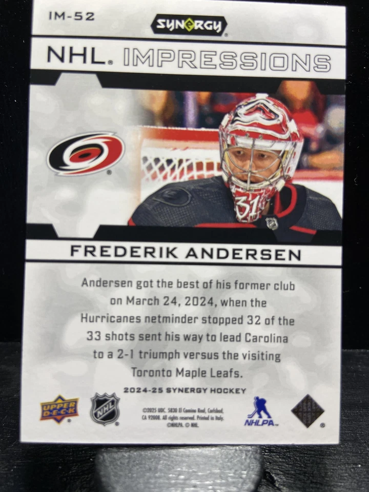 Frederik Andersen #IM-52 2024-25 Upper Deck Synergy - NHL Impressions Green - Image 2 of 2